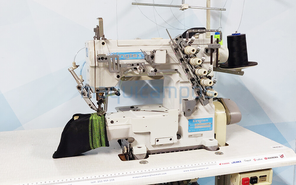 Kingtex CT-7000-0-356M Máquina de Costura de Recobrir (3 Agulhas) com Corte de Linha e Levantamento