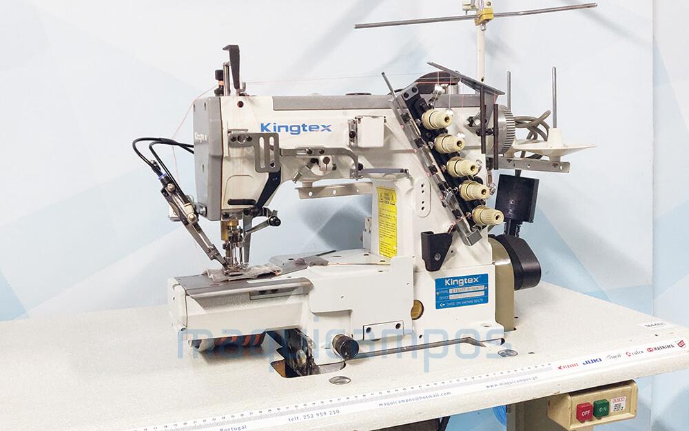 Kingtex CT6513-0-56M Máquina de Costura de Recobrir (3 Agulhas) com Corte de Linha e Levantamento