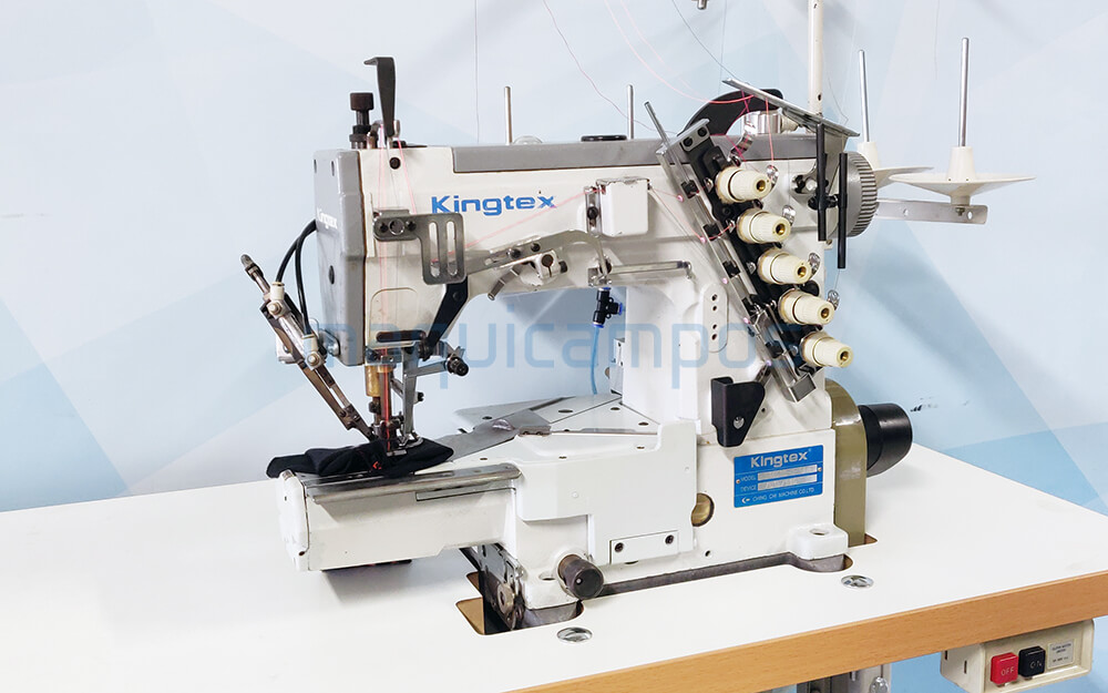 Kingtex CTD6500-0-56M Máquina de Costura de Recobrir (3 Agulhas) com Corte de Linha e Levantamento