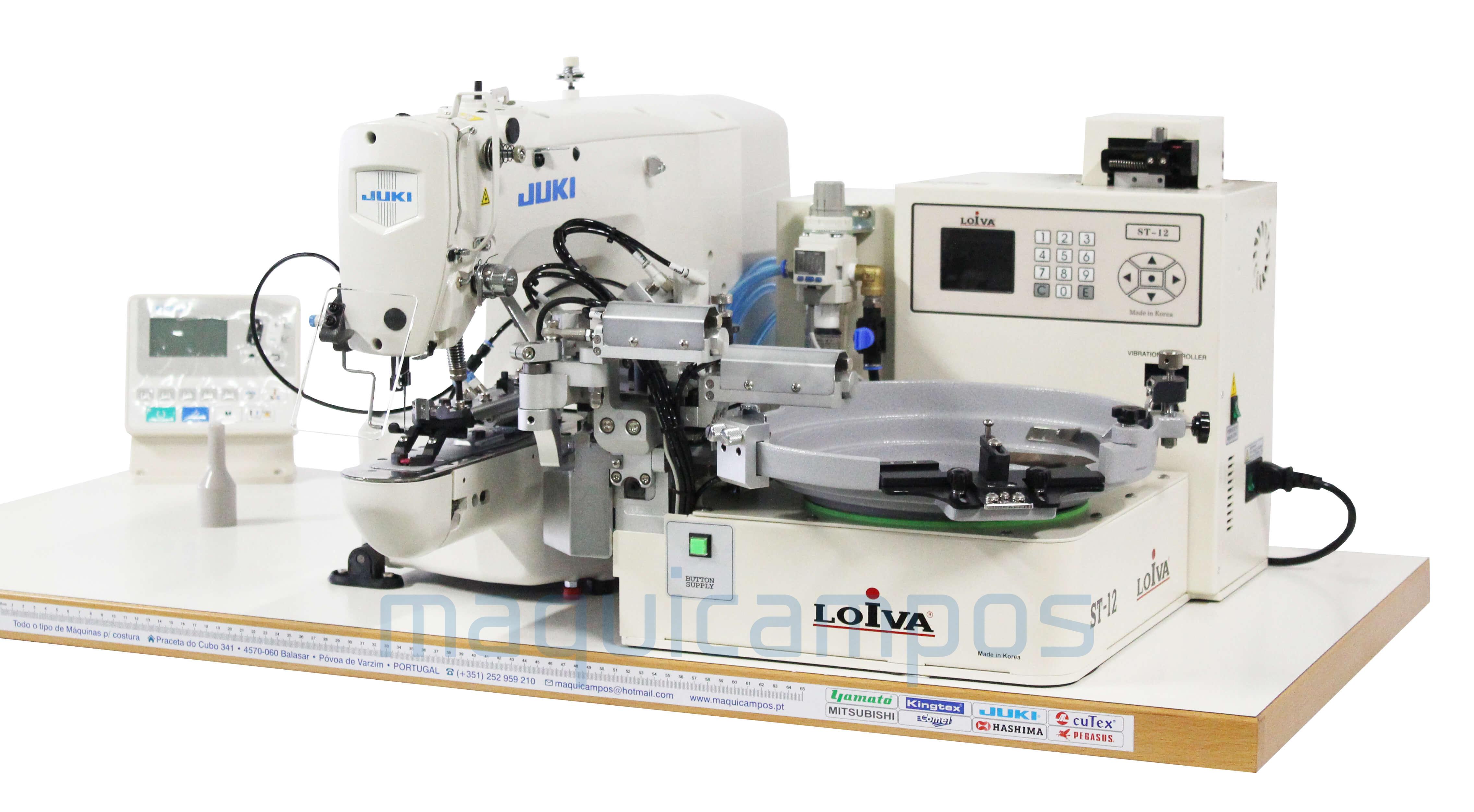Juki LK1903B-SS + Loiva ST-12 Button Sewing Machine with Automatic Feeder