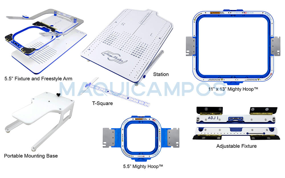 Kit Bordar Magnético 5.5'' com Bastidor 11x13'' e Fixação Ajustável para Happy Japan Mighty Hoop MHK-HP360-55-HP520-1113