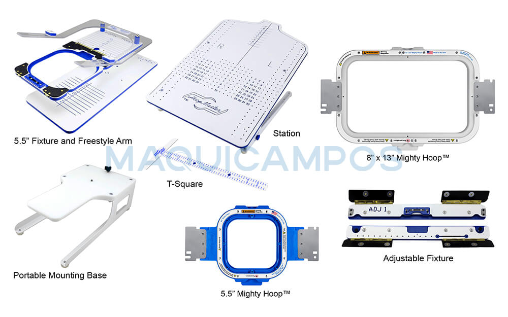 Magnetic Embroidery Kit 5.5'' with 8x13'' Frame and Adjustable Fixture for Happy Japan Mighty Hoop MHK-HP360-55-HP520-813