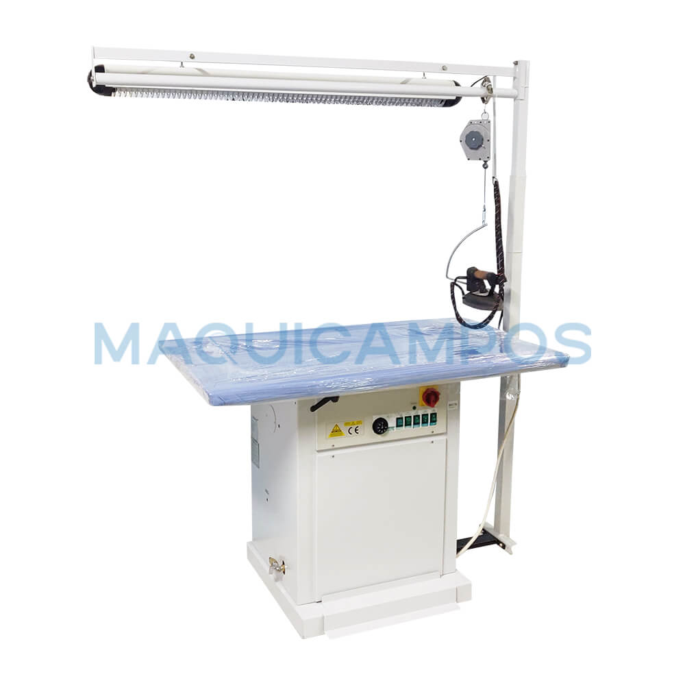 Comel MP/F Rectangular Ironing Table with Suction, Hand Iron Holder and Lamp