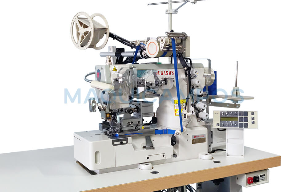 Pegasus W3562P-02G + Maxti MC-M6 Collarett Sewing Machine with Digital Side Feeder, Guillotine Trimmer and HoHsing TD Motor