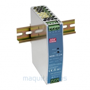 Mean Well NDR-75-24<br>Single Output Industrial DIN Rail Power Supply 220V > 24V (3.2A 76.8W)